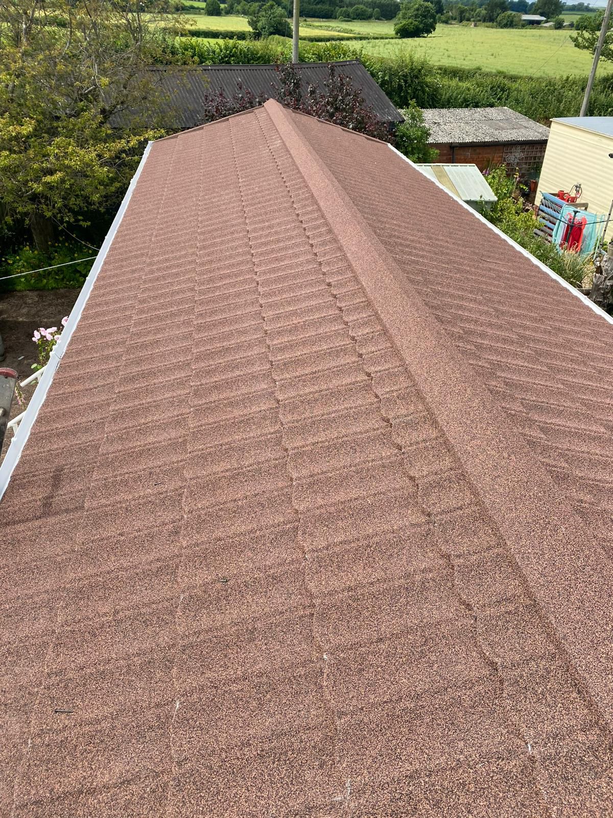 Newly installed park home roof with lightweight tile system